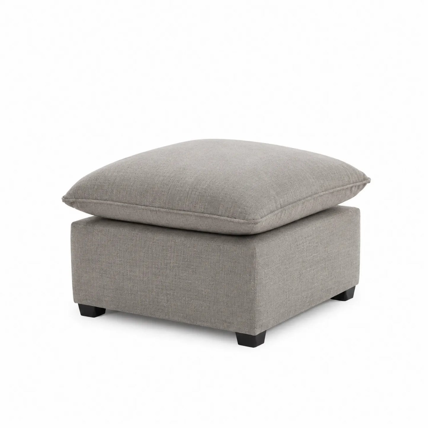 Puf cuadrado de tela gris claro 60x60x45 cm