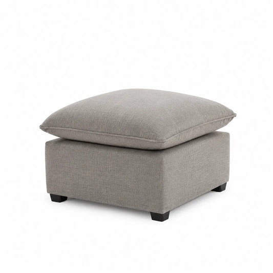 Puf cuadrado de tela gris claro 60x60x45 cm