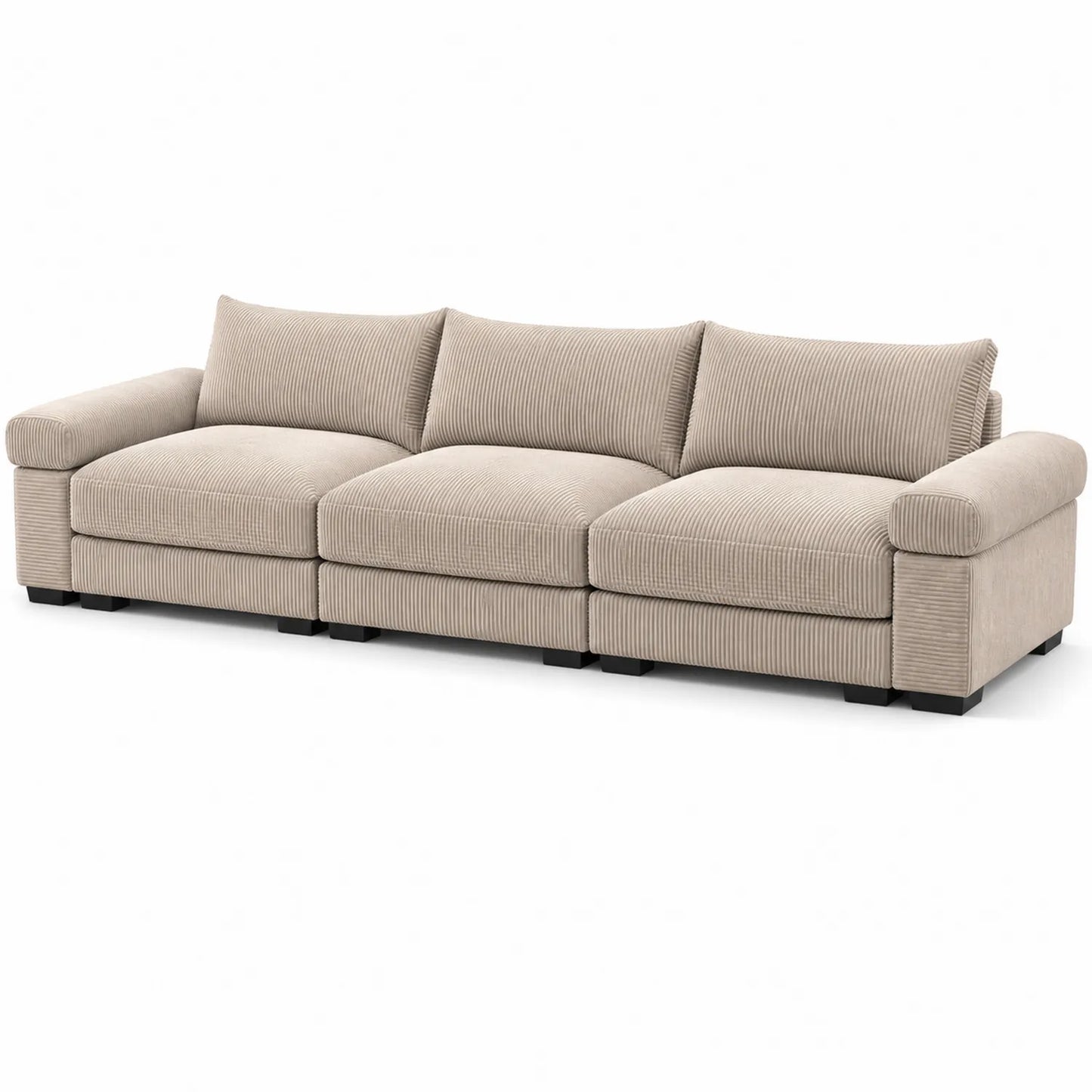 Sofá modular de 3 plazas de pana color Beige