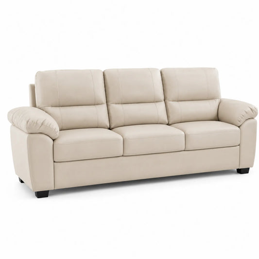 Sofá de tres plazas de cuero sintético beige