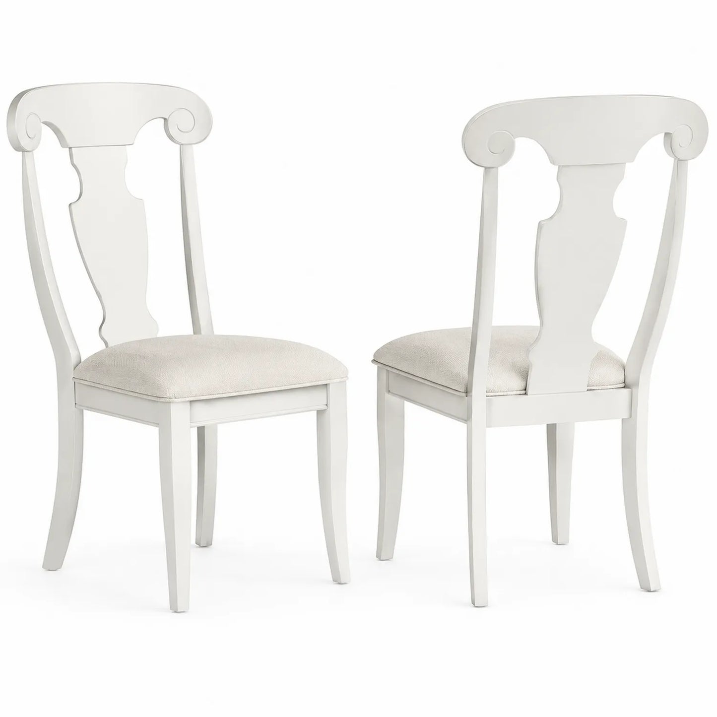 Conjunto de 2 sillas blancas de madera con asiento de poliéster
