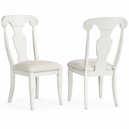 Conjunto de 2 sillas blancas de madera con asiento de poliéster