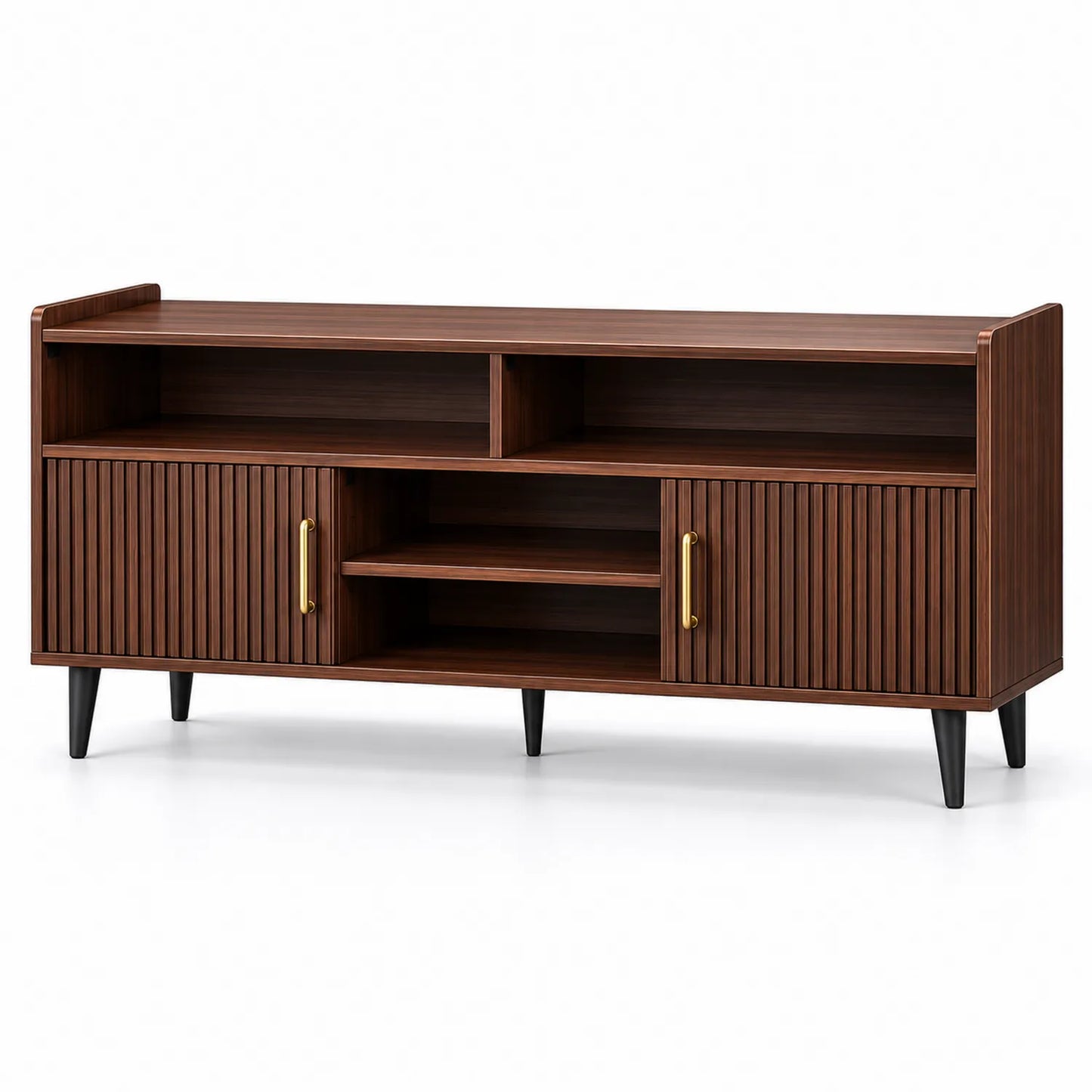 Mueble de TV de Madera con Estantes y Puertas Marrón