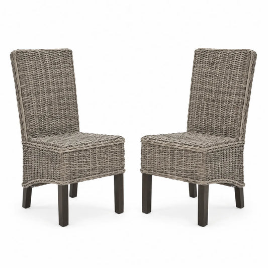Conjunto de 2 sillas de ratán sintético y madera