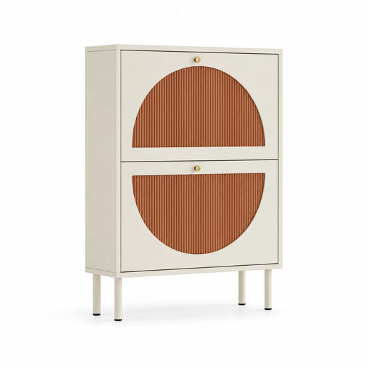 Zapatero de Madera DM Blanco y Naranja, 100x80x30 cm