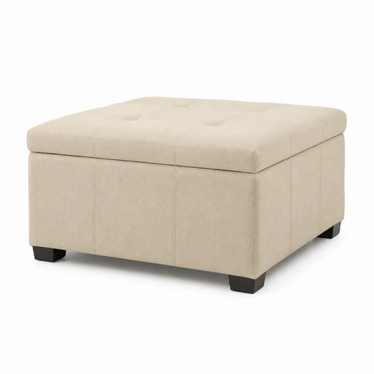 Puf de Almacenamiento Beige 76x76x46 cm Tela