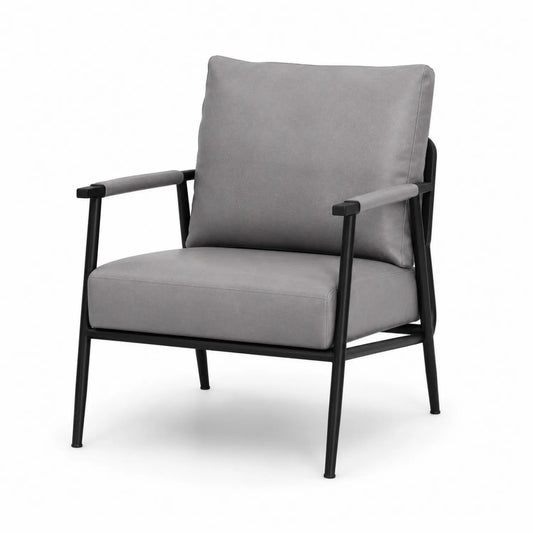 Silla de Metal con Tapicería de Microfibra Gris Claro
