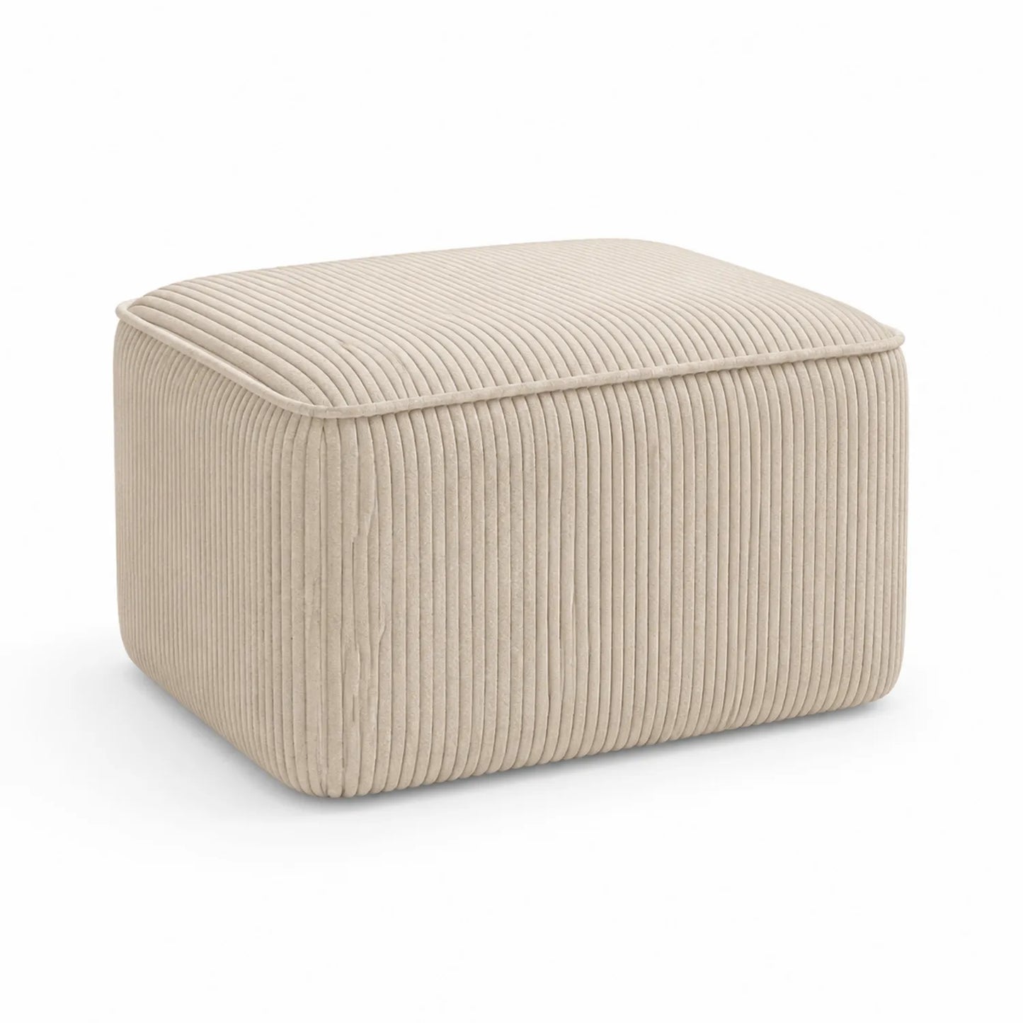 Puf rectangular de pana beige 60x40x40 cm