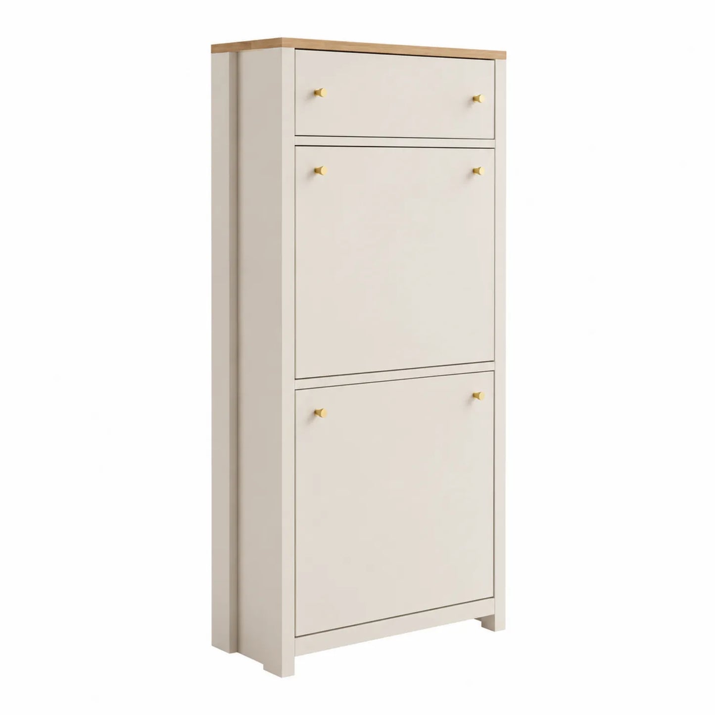 Zapatero Vertical de MDF con Puertas Abatibles y Cajón