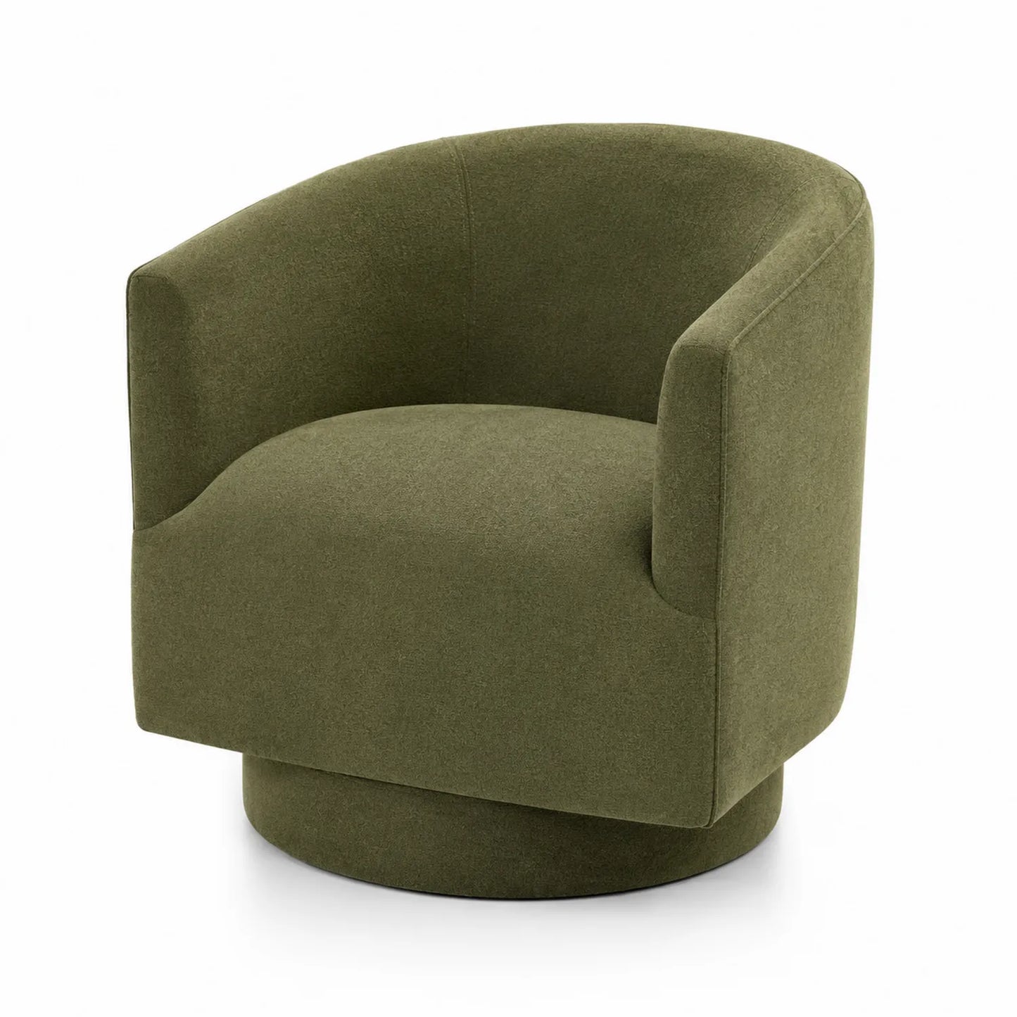 Silla giratoria de tela de poliéster verde oliva con respaldo curvo 75x70x70 cm