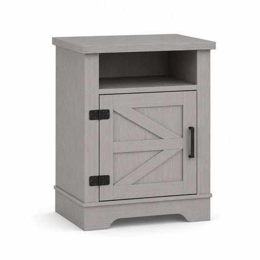 Mesita de Noche de Madera MDF con Acabado en Melamina Gris