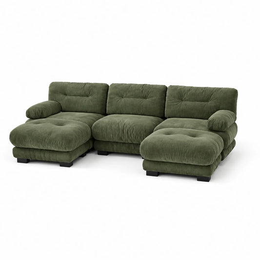 Sofá Seccional de Esquina de Terciopelo Verde
