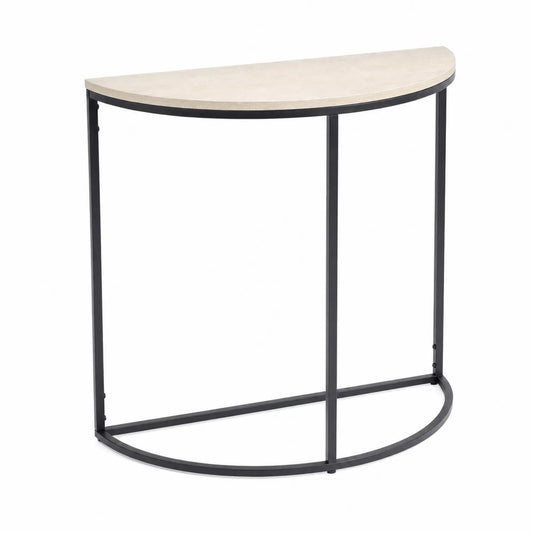 Mesa consola semicircular MDF y metal 90x30x75 cm