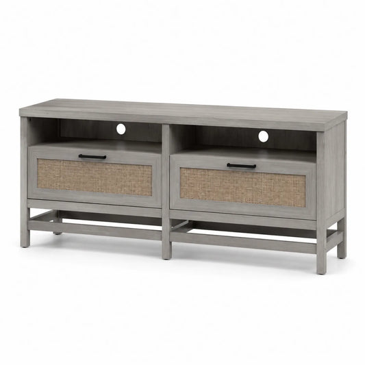 Mueble de TV de madera y mimbre 120 cm